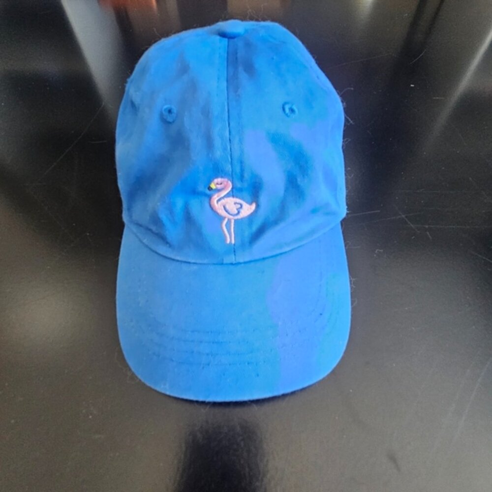 Gertex Blue Cap Hat with Pink Flamingo Embroidery Adjustable One Size Cotton